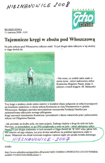 Wycinek: Tajemnicze kręgi w zbożu pod Włoszczową