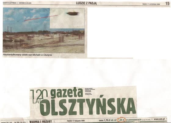 Wycinek: Niezidentyfikowany obiekt nad Michelin w Olsztynie