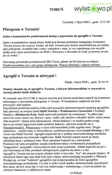 Wycinek: Piktogram w Toruniu! / Agroglif w Toruniu to niewypał!